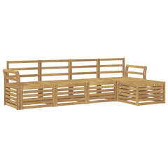 Outdoor Sofa Set 5 pcs 5-Seaters Solid Acacia Wood White Curved