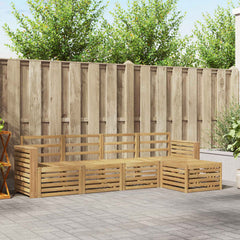 Outdoor Sofa Set 5 pcs 5-Seaters Solid Acacia Wood White Wide flat
