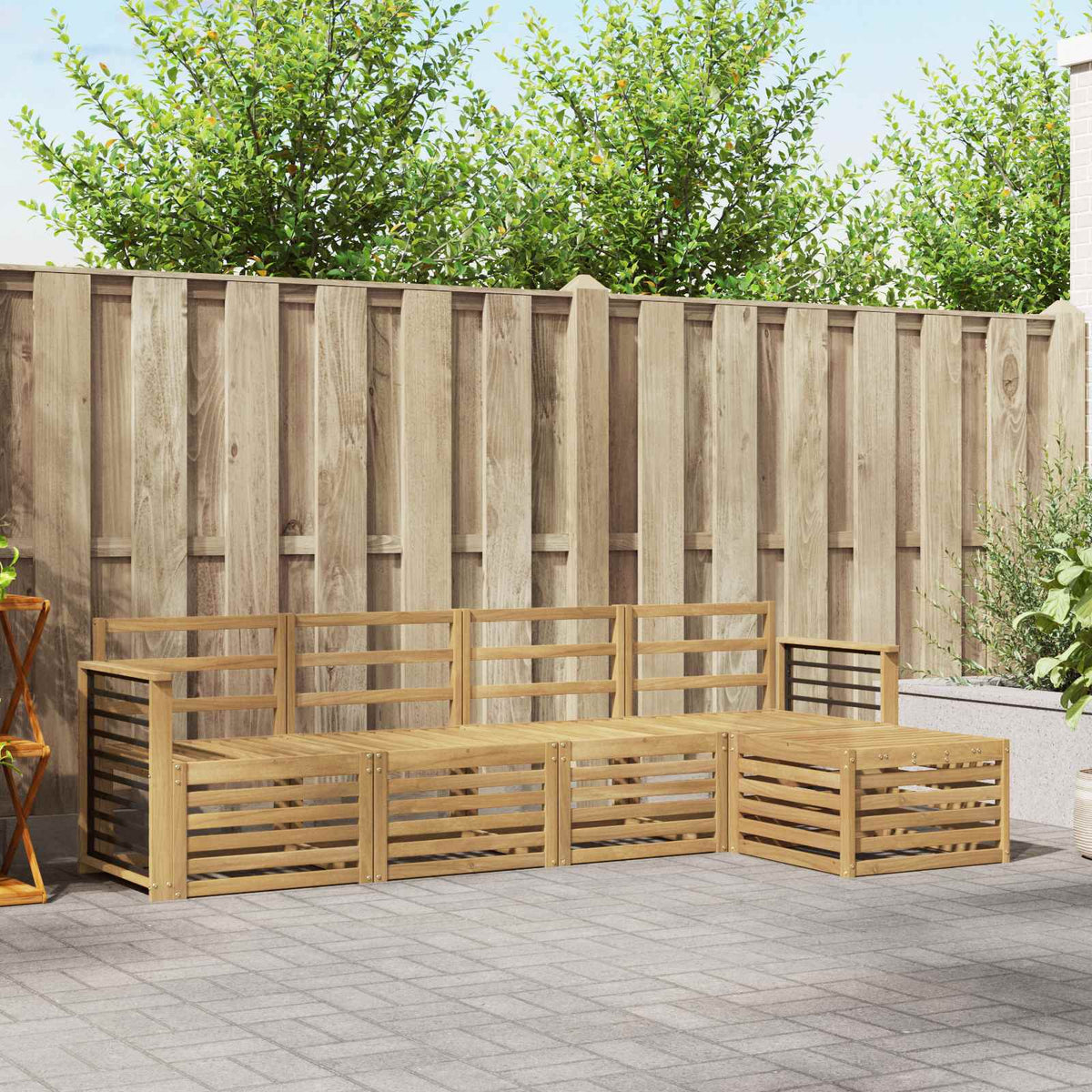 vidaXL Outdoor Sofa Set 5 pcs 5-Seaters Solid Acacia Wood White