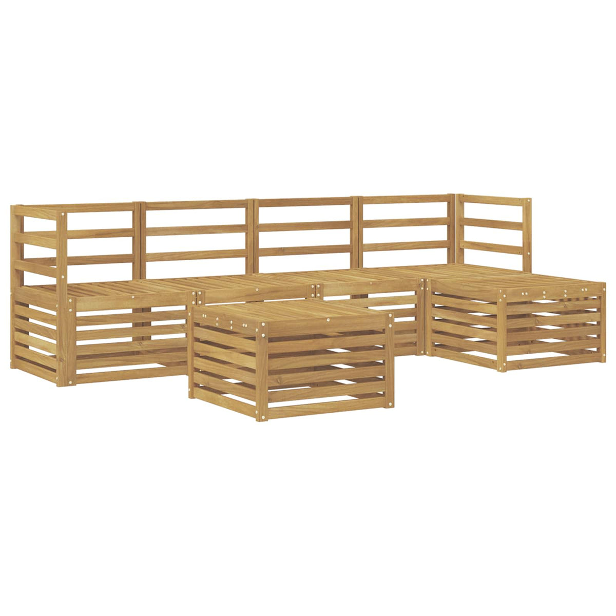 Outdoor Sofa Set 6 pcs 5-Seaters Solid Acacia Wood White Horizontal slats