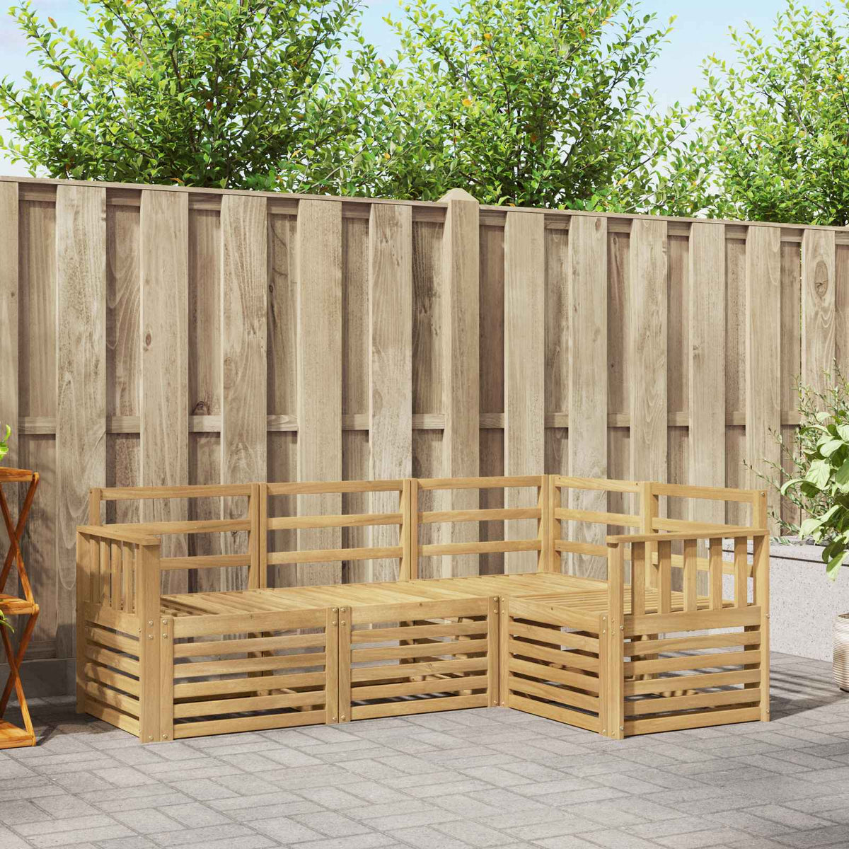 vidaXL Outdoor Sofa Set 4 pcs 4-Seaters Solid Acacia Wood White