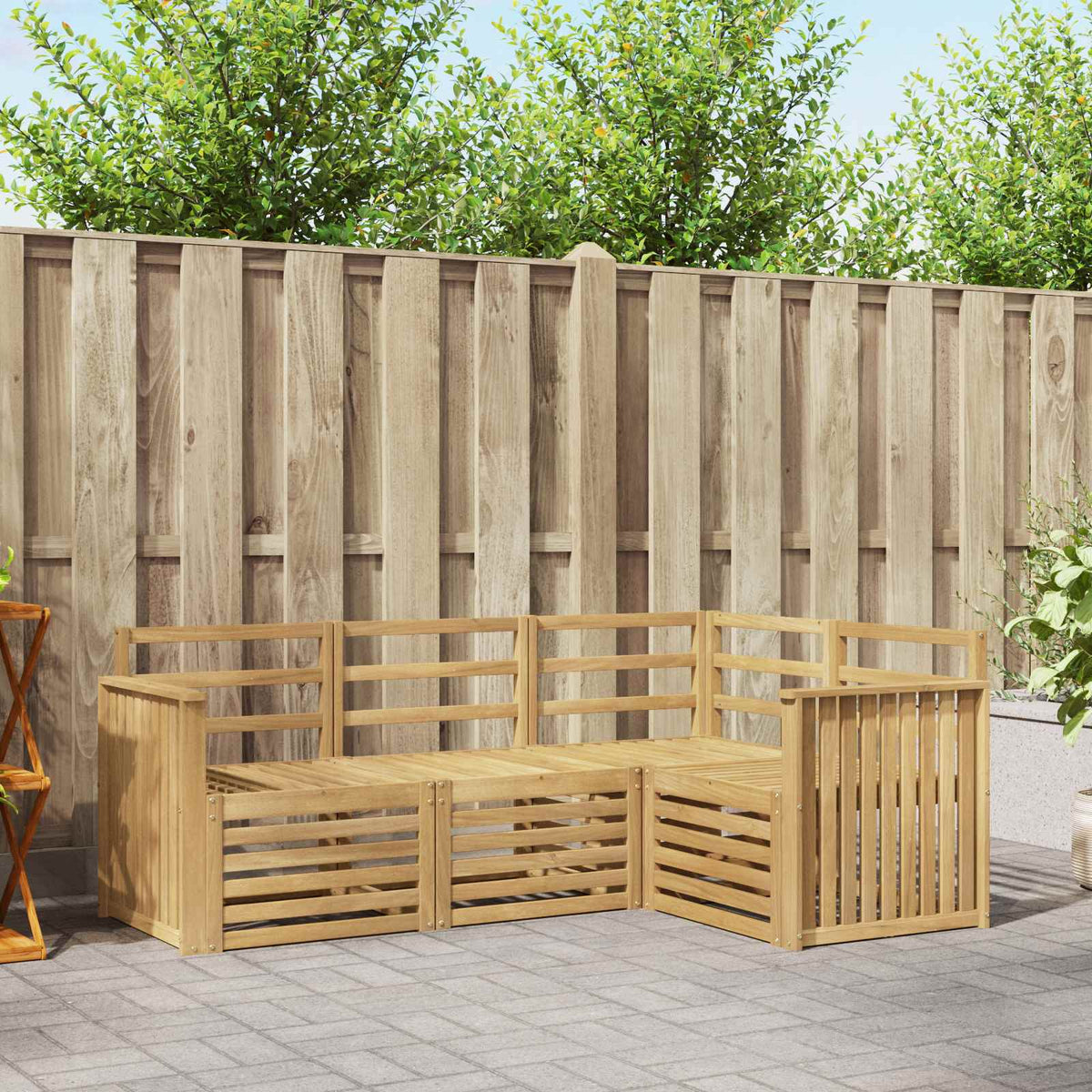 vidaXL Outdoor Sofa Set 4 pcs 4-Seaters Solid Acacia Wood White