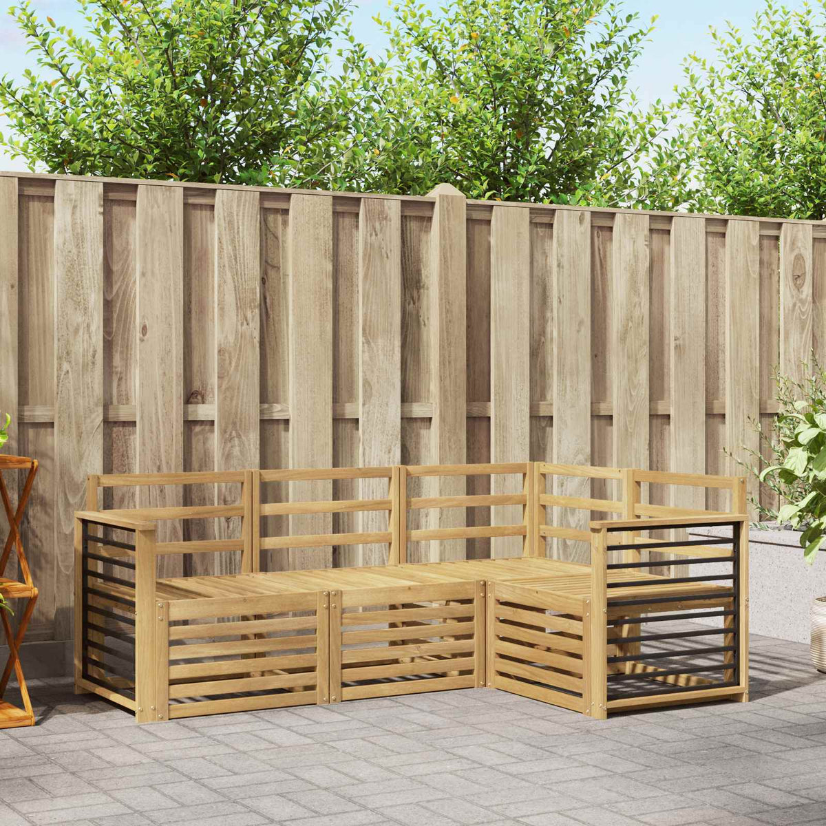 vidaXL Outdoor Sofa Set 4 pcs 4-Seaters Solid Acacia Wood White