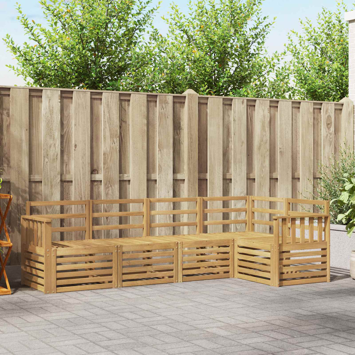 vidaXL Outdoor Sofa Set 5 pcs 5-Seaters Solid Acacia Wood White