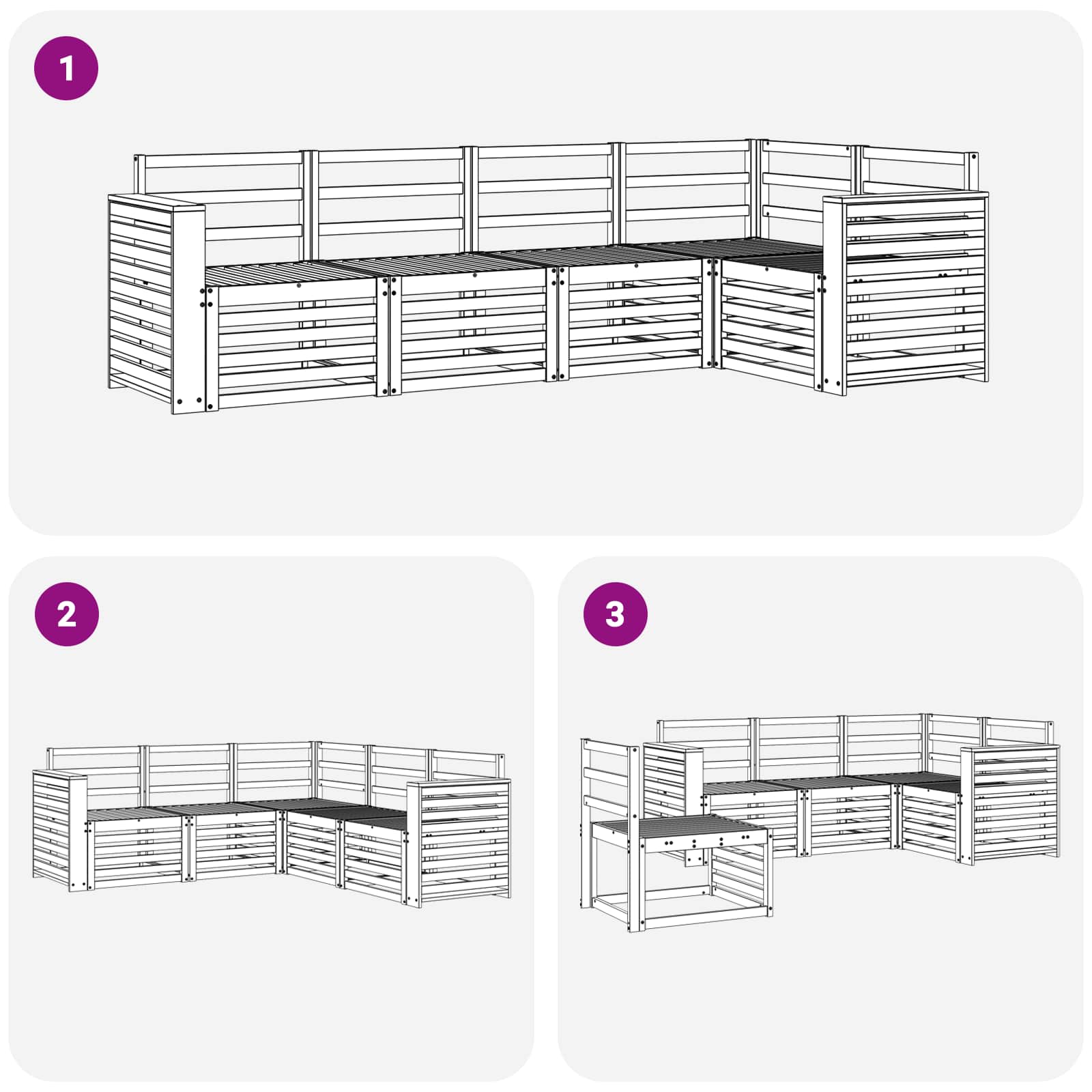 vidaXL Outdoor Sofa Set 5 pcs White 251 x 132.5 x 73 cm 6