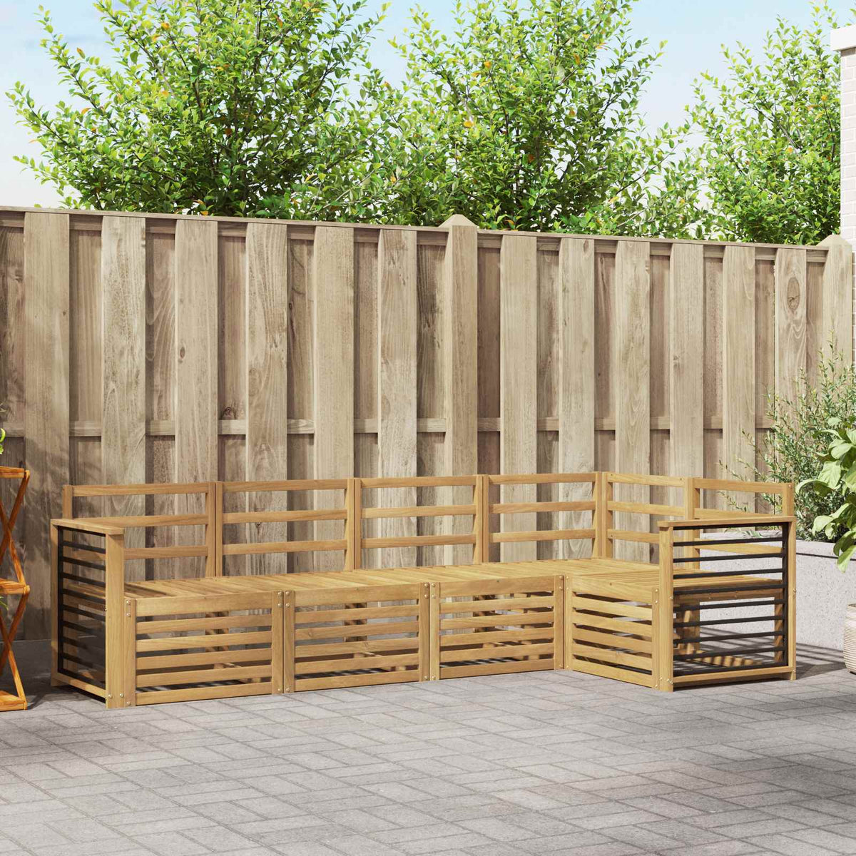 vidaXL Outdoor Sofa Set 5 pcs 5-Seaters Solid Acacia Wood White