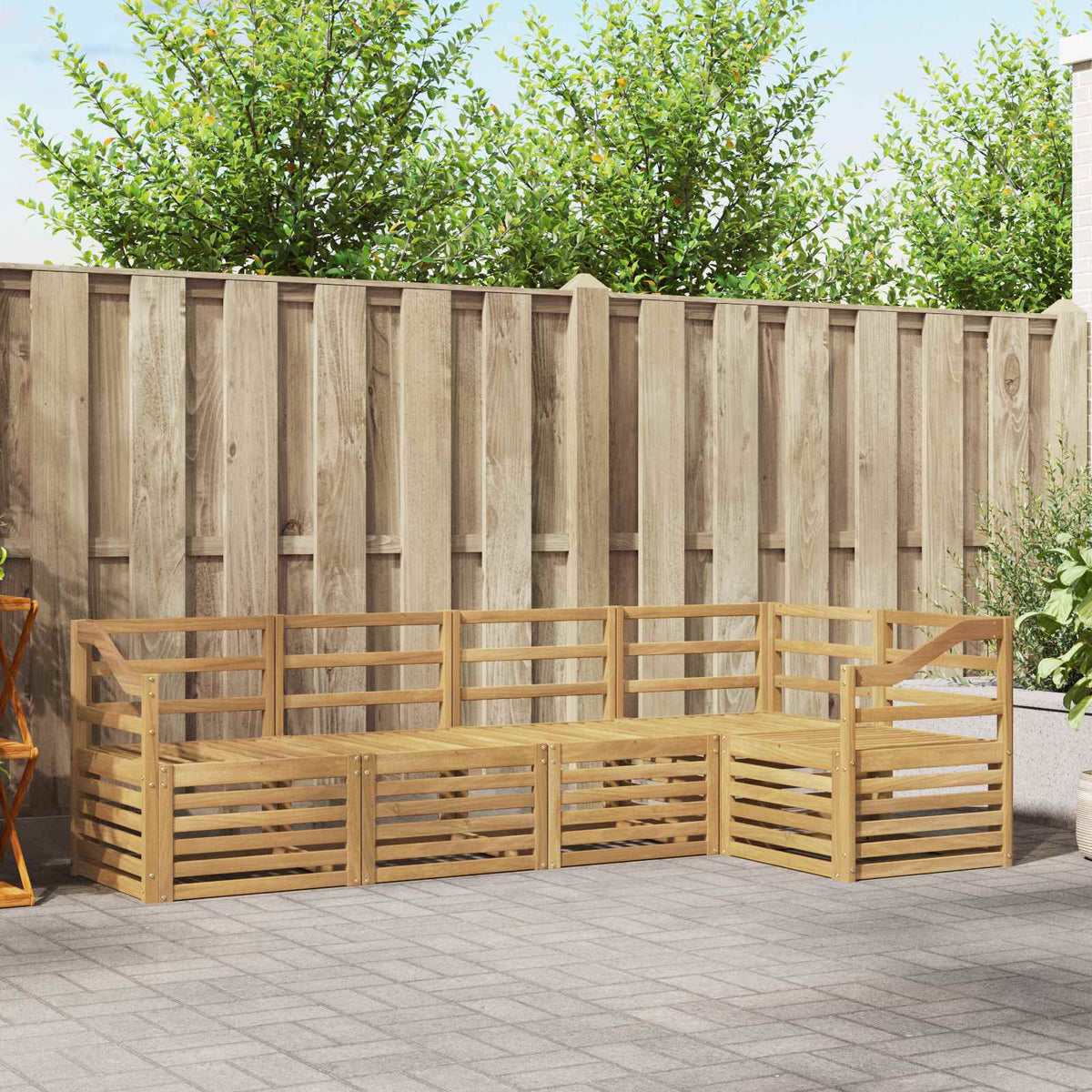 vidaXL Outdoor Sofa Set 5 pcs 5-Seaters Solid Acacia Wood White