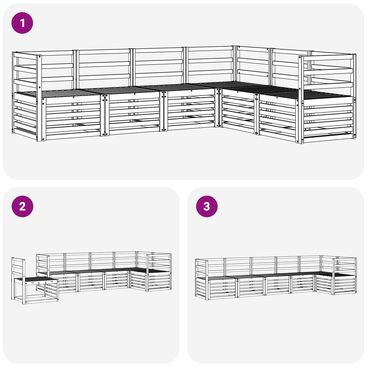 vidaXL Outdoor Sofa Set 6 pcs White 304 x 126.5 x 73 cm 6