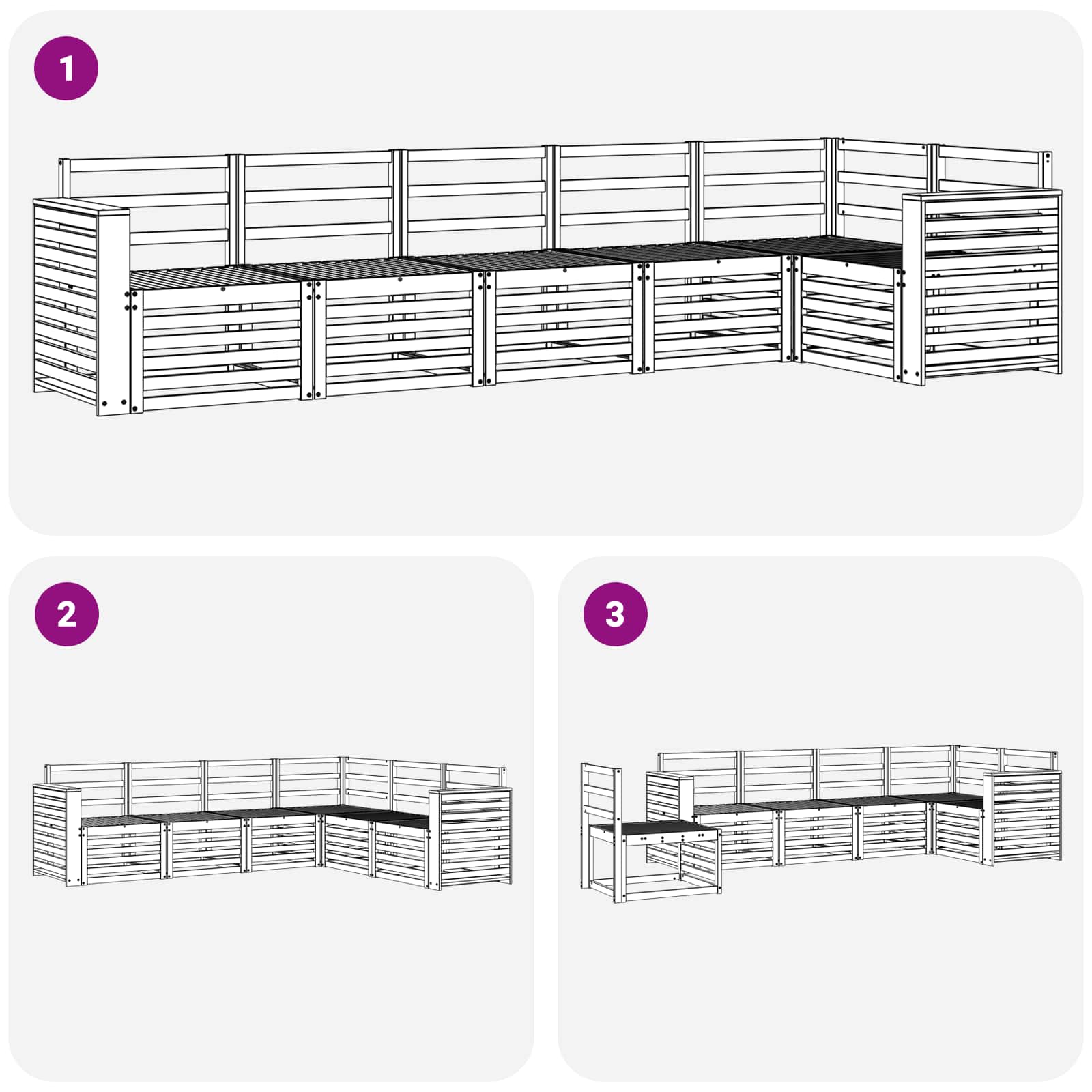 vidaXL Outdoor Sofa Set 6 pcs White 310 x 132.5 x 73 cm 6