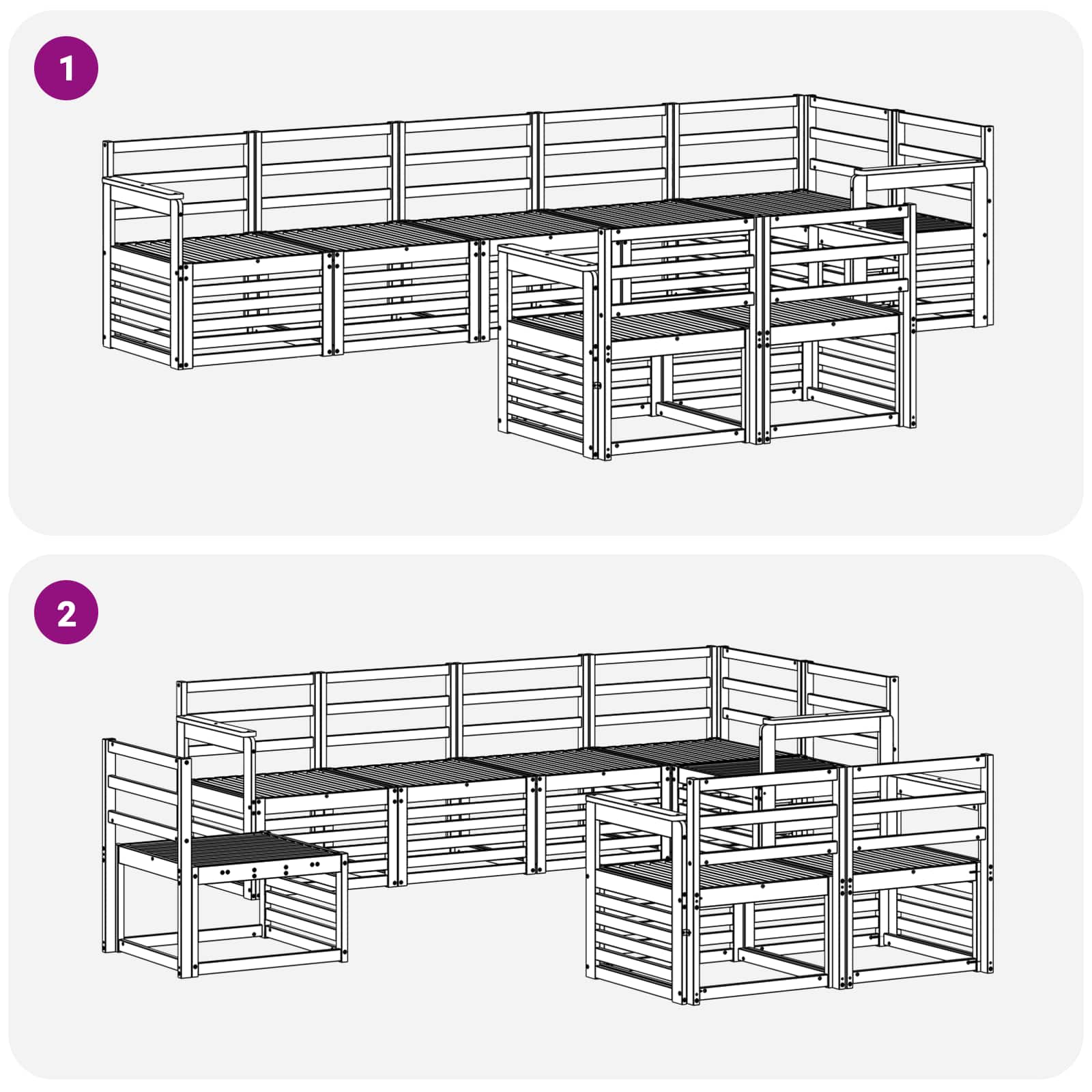 vidaXL Outdoor Sofa Set 8 pcs White 306 x 128.5 x 73 cm 6