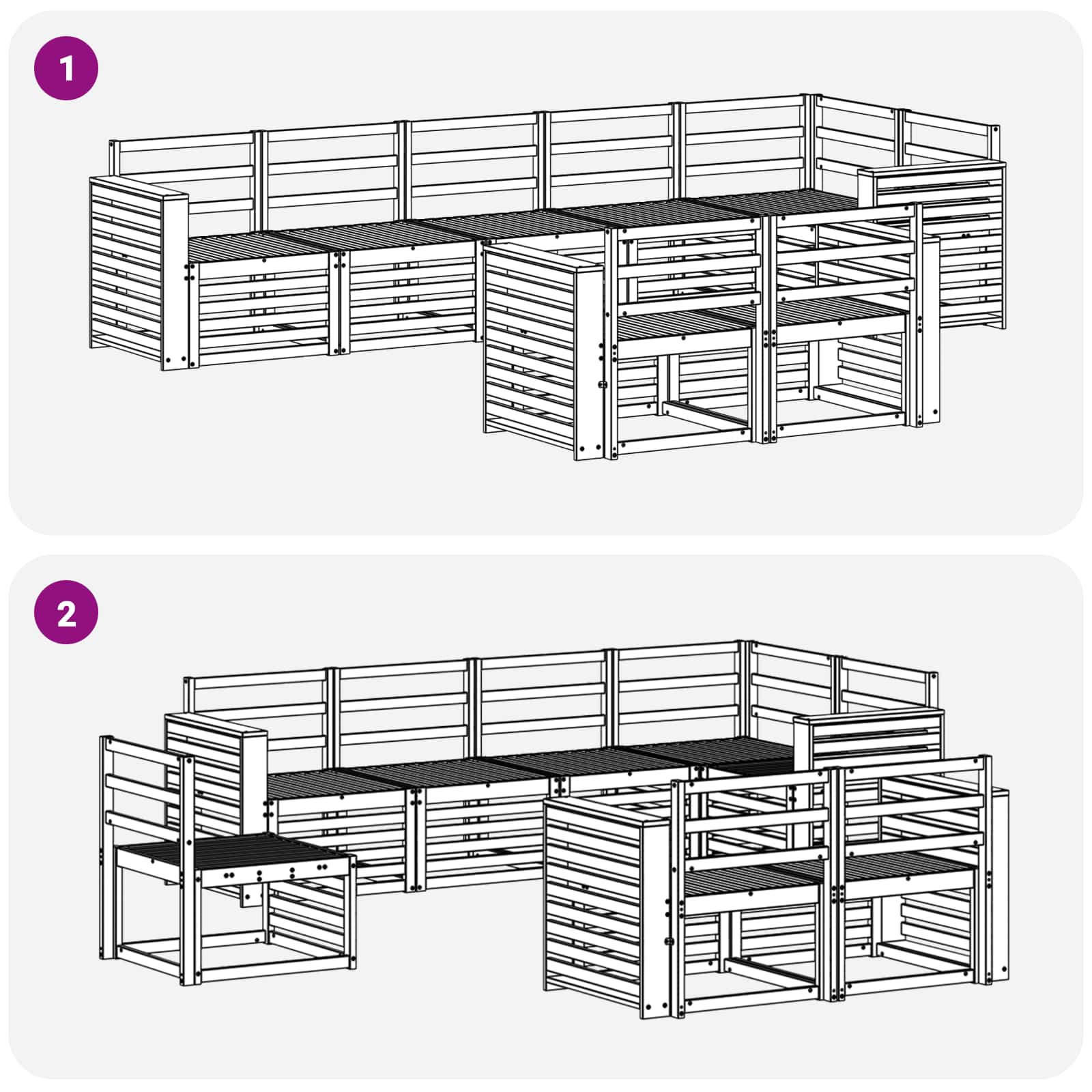vidaXL Outdoor Sofa Set 8 pcs White 310 x 132.5 x 73 cm 6