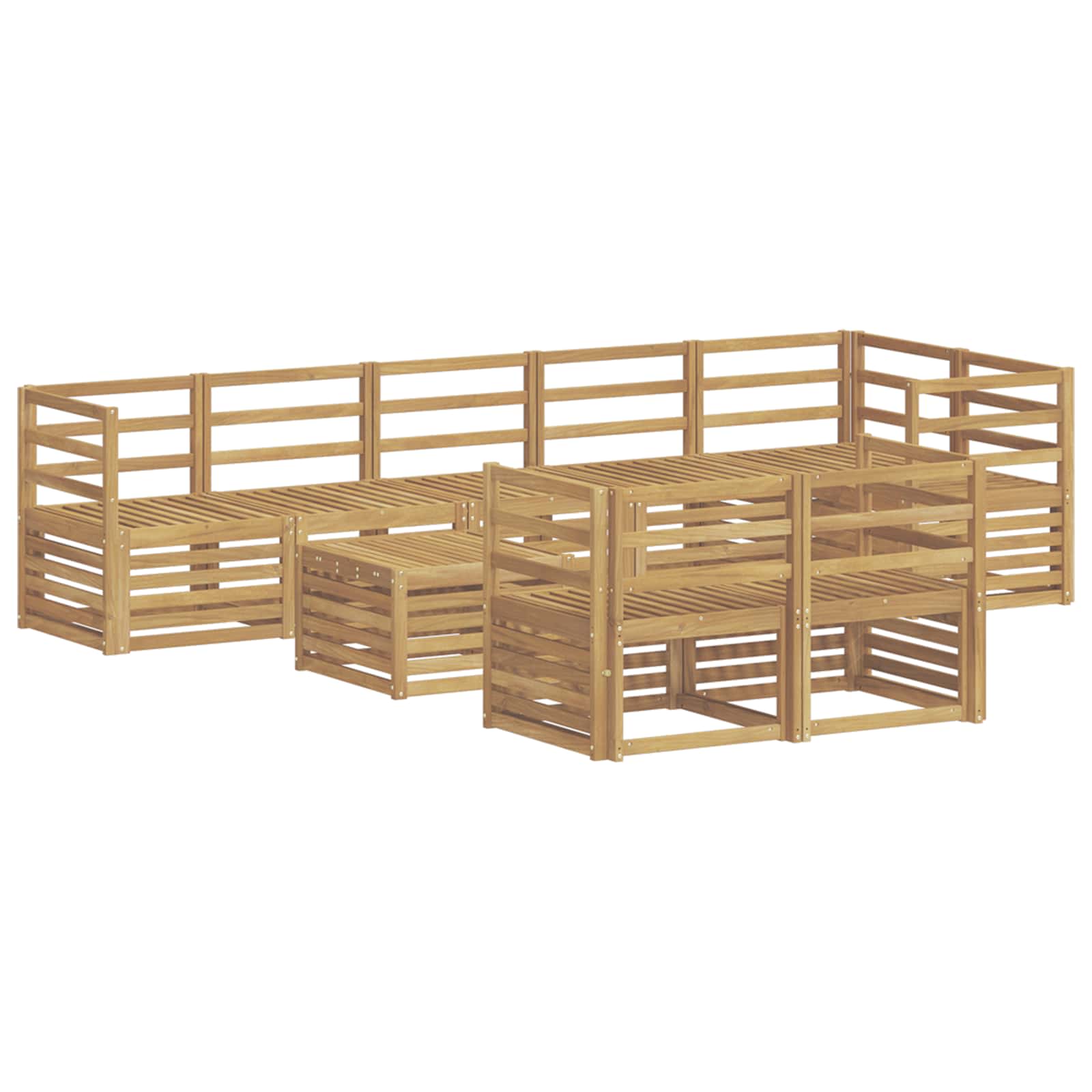 vidaXL Outdoor Sofa Set 9 pcs White 59 x 59 x 37 cm Solid Acacia Wood 2