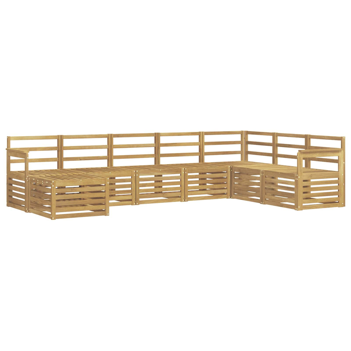 Outdoor Sofa Set 8 pcs 8-Seaters Solid Acacia Wood White Open frame