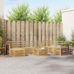 Outdoor Sofa Set 9 pcs 8-Seaters Solid Acacia Wood White Straight