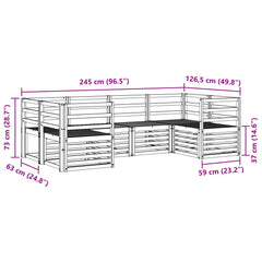 vidaXL Outdoor Sofa Set 6 pcs White 245 x 126.5 x 73 cm 6