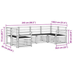 vidaXL Outdoor Sofa Set 6 pcs White 245 x 130.5 x 73 cm 6