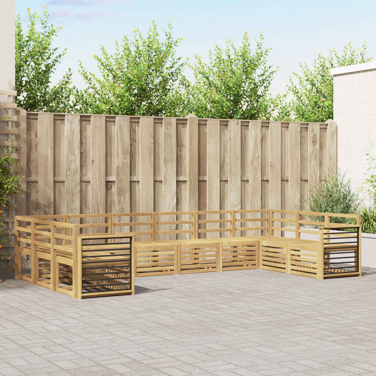 vidaXL Outdoor Sofa Set 10 pcs 10-Seaters Solid Acacia Wood
