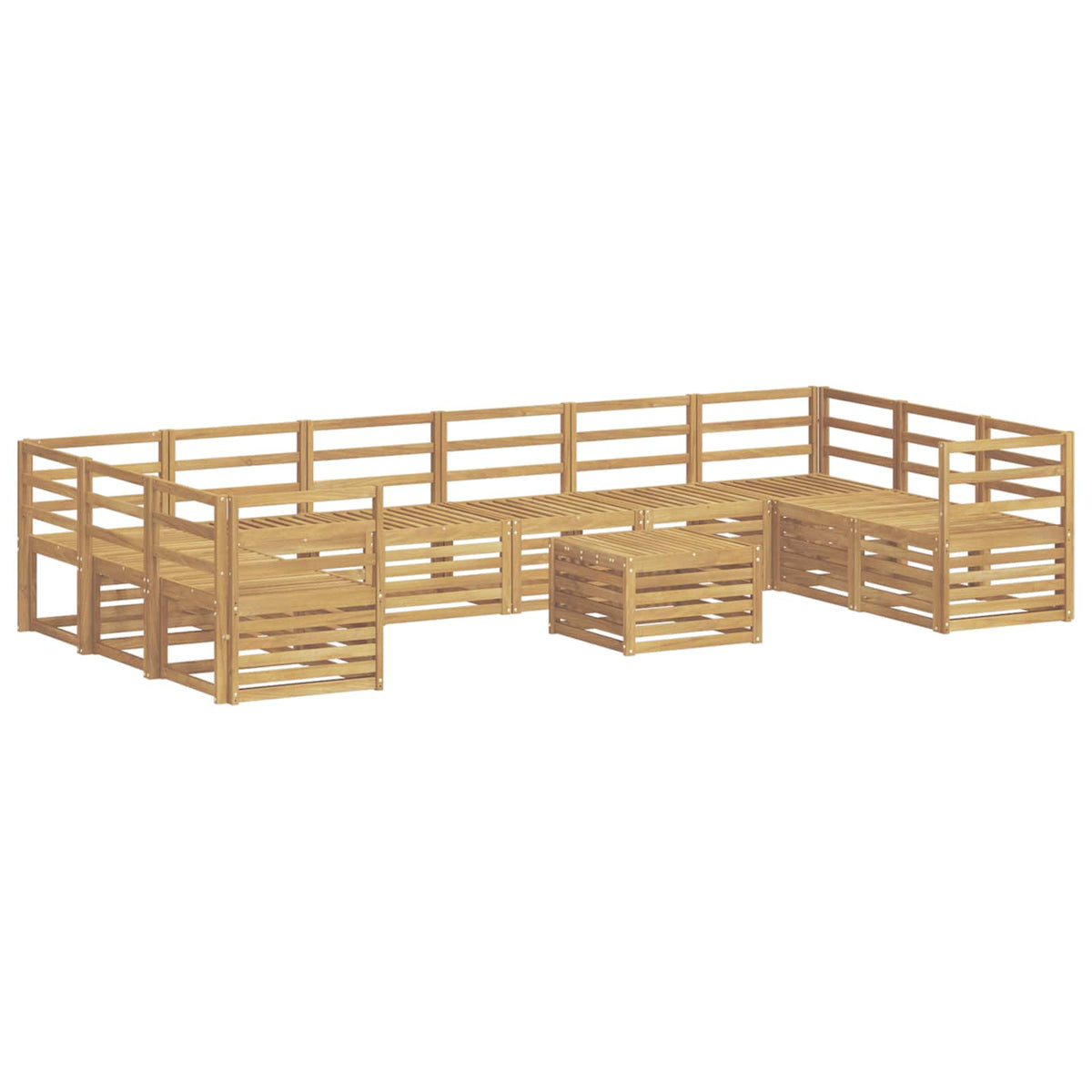 vidaXL Outdoor Sofa Set 11 pcs White 59 x 59 x 37 cm Solid Acacia Wood 2