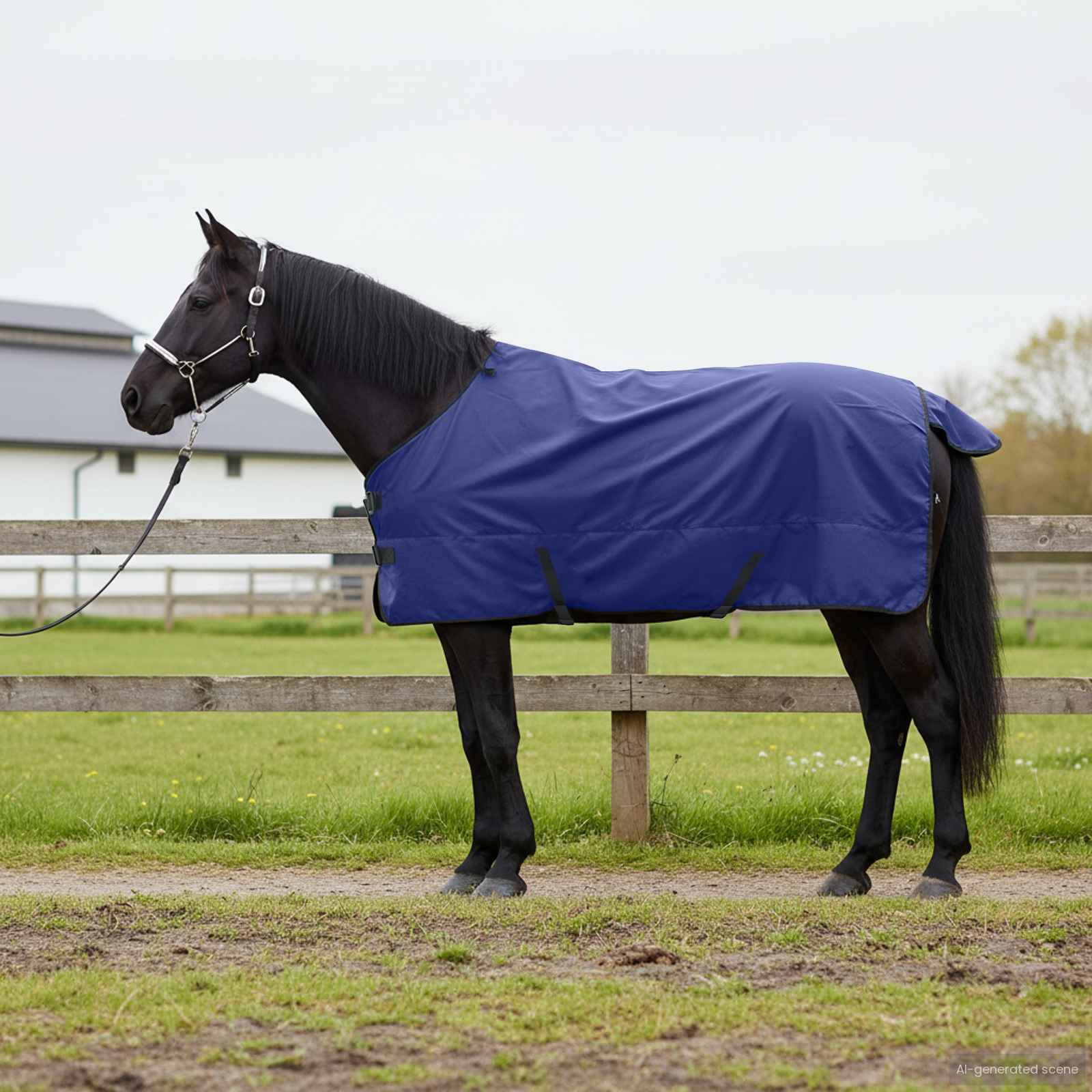 vidaXL Horse Blanket Full Navy Blue 75 cm Polyester 1