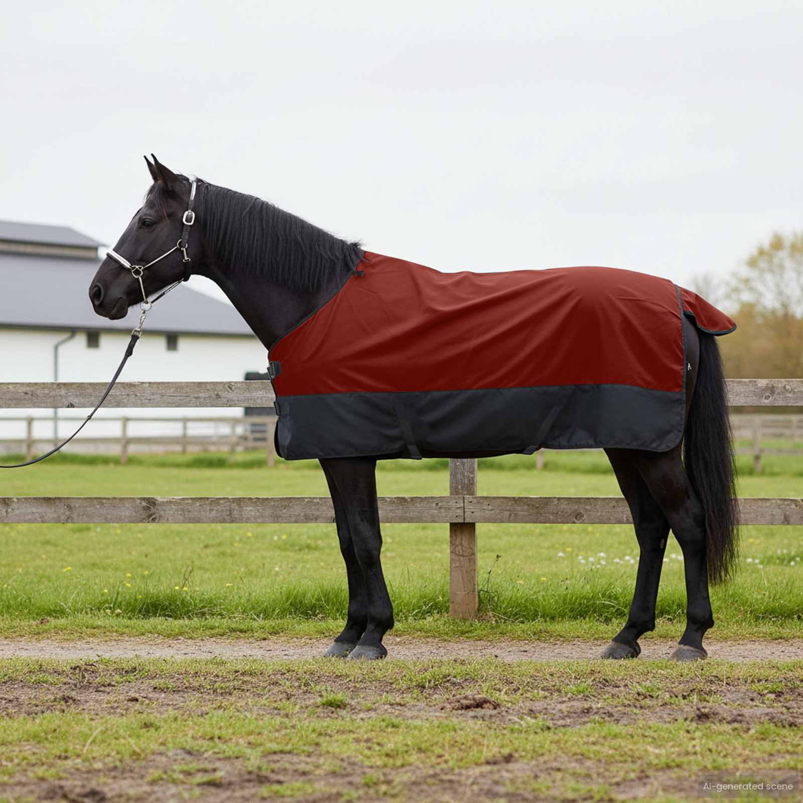 vidaXL Horse Blanket Bordeaux and Black 75 cm Polyester 1