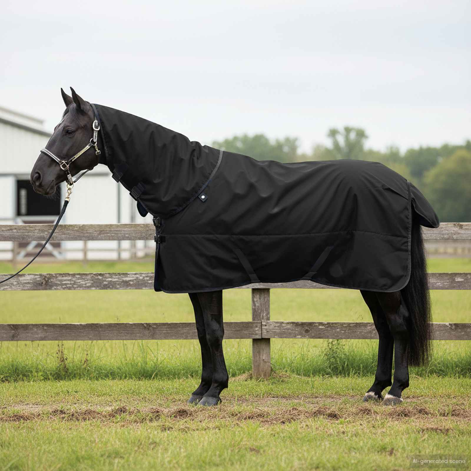 vidaXL Horse Blanket Full Black 125 cm Polyester 1