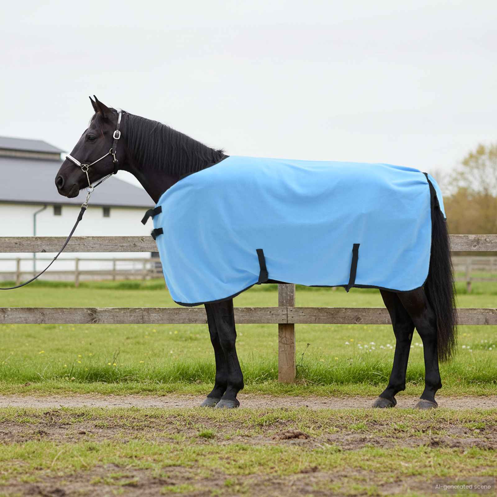 vidaXL Horse Blanket Full Aqua 115 cm Polyester Fleece 1