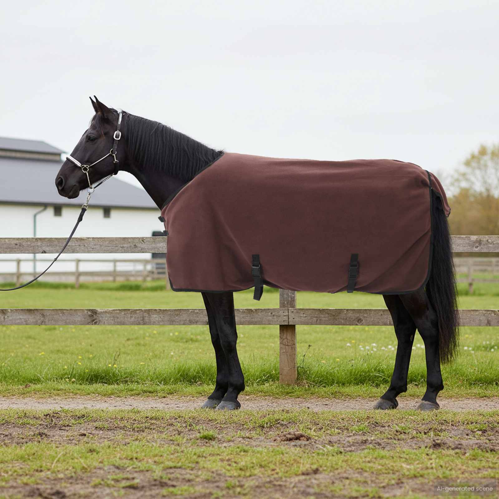vidaXL Horse Blanket Full Dark Brown 115 cm Polyester Fleece 1