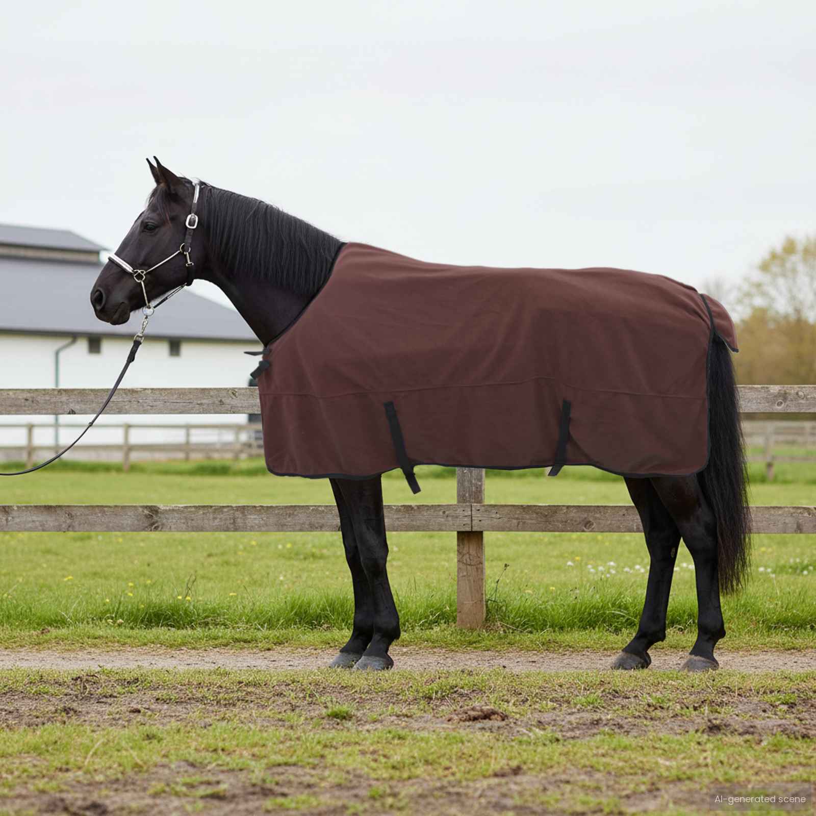 vidaXL Horse Blanket Full Dark Brown 125 cm Polyester Fleece 1