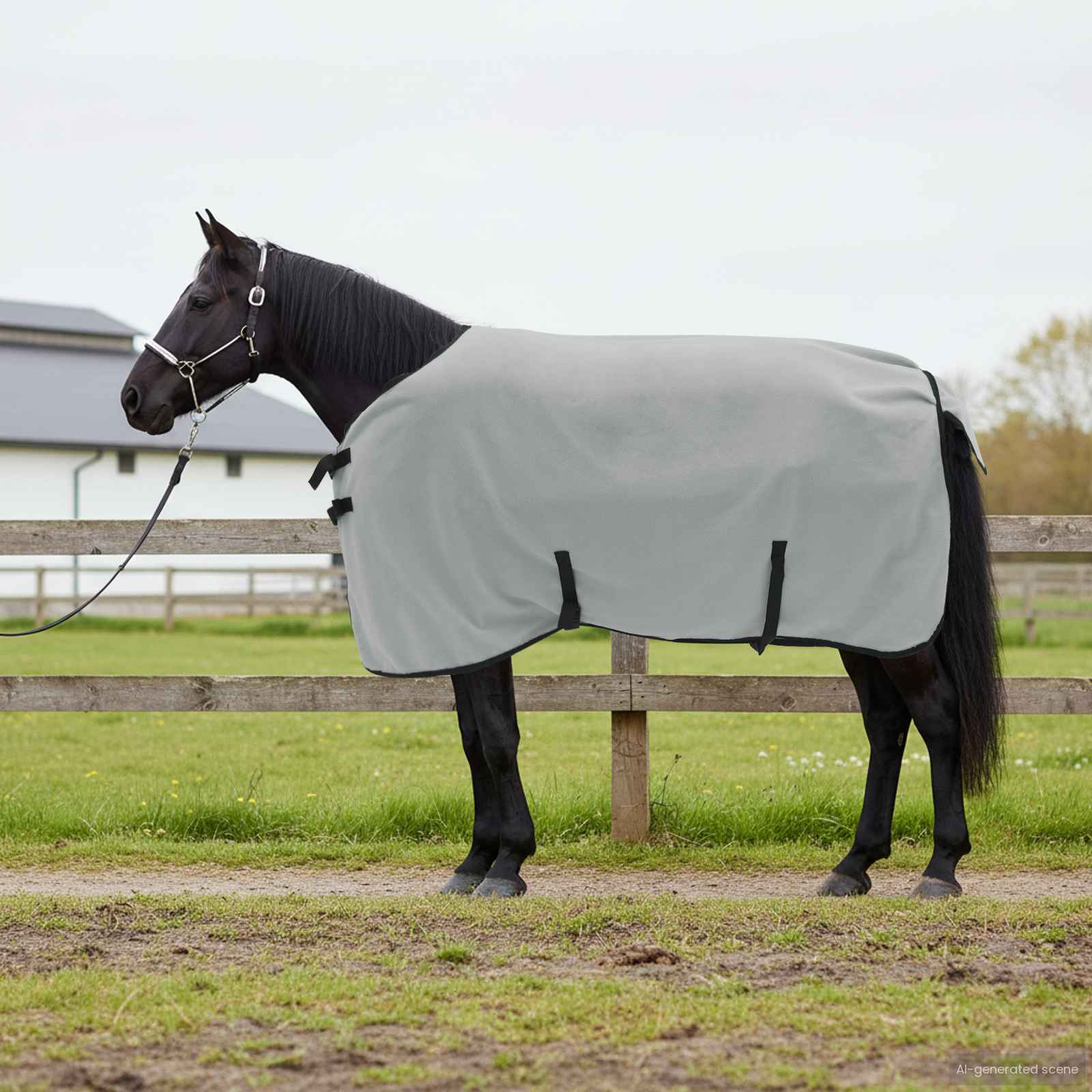 vidaXL Horse Blanket Full Light Grey and Pink 115 cm Polyester Fleece 1