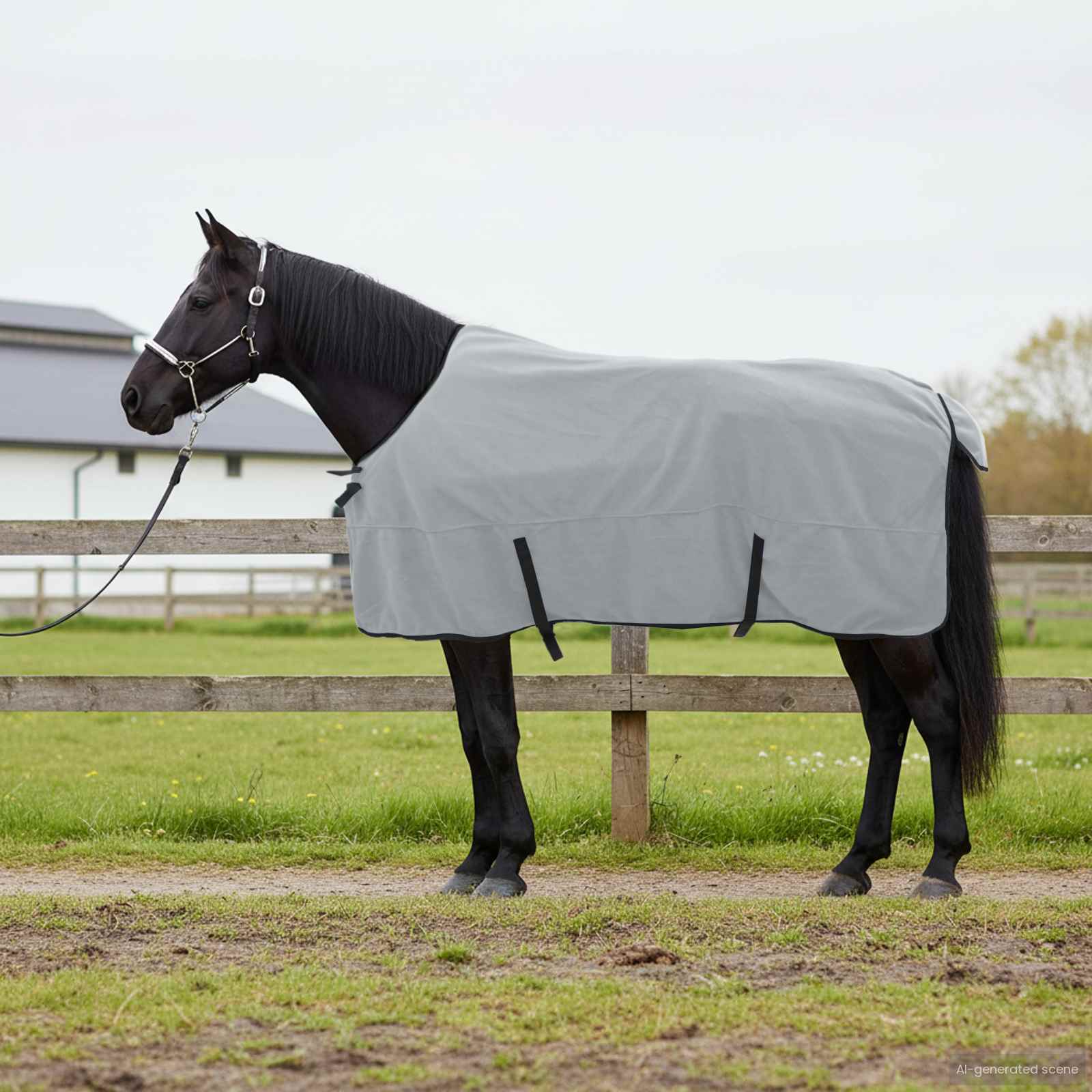 vidaXL Horse Blanket Full Light Grey and Pink 125 cm Polyester Fleece 1