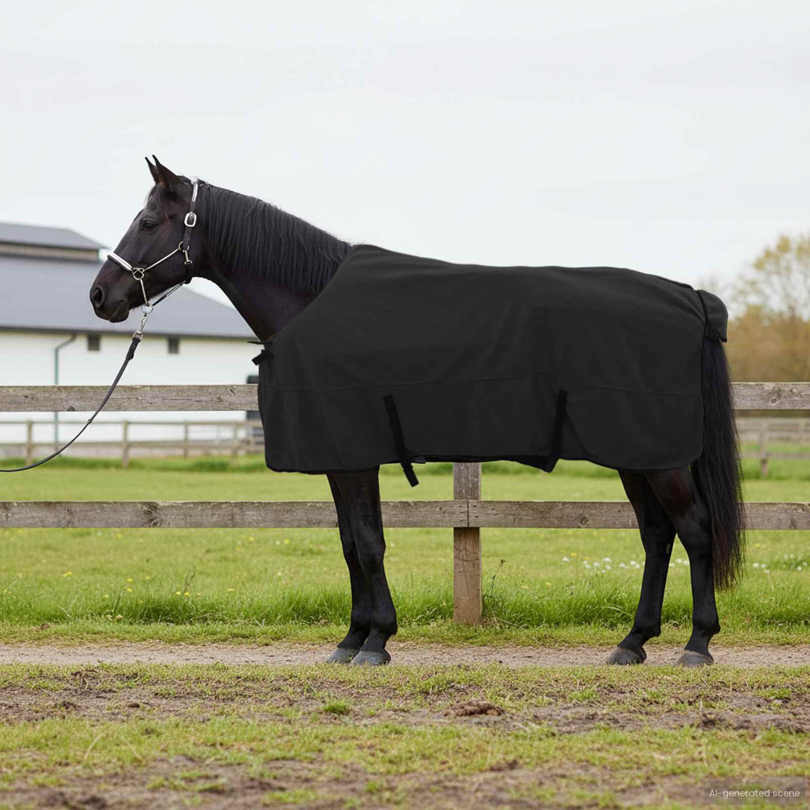 vidaXL Horse Blanket Black 125 cm Polyester Fleece 1