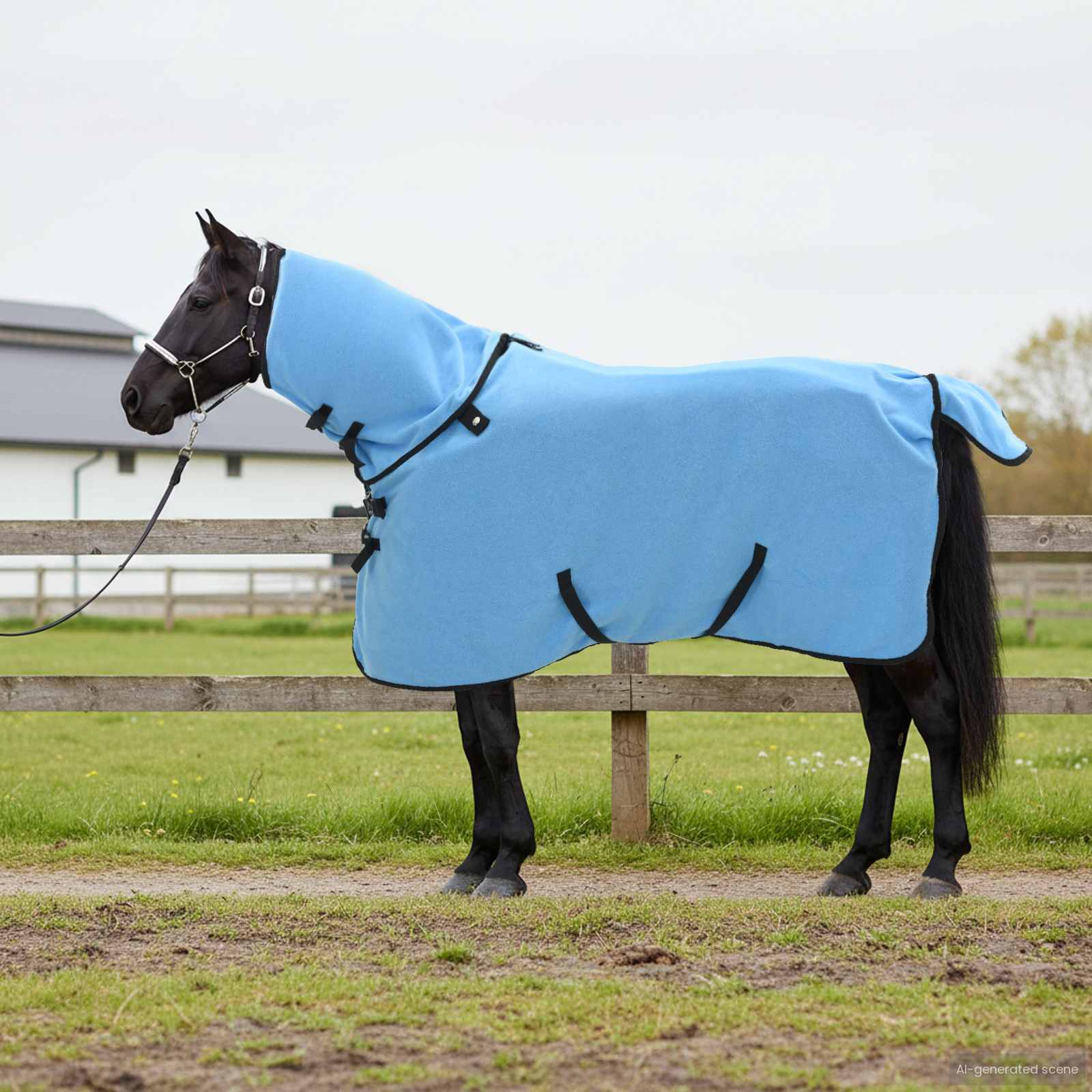vidaXL Horse Blanket Full Aqua 105 cm Polyester Fleece 1