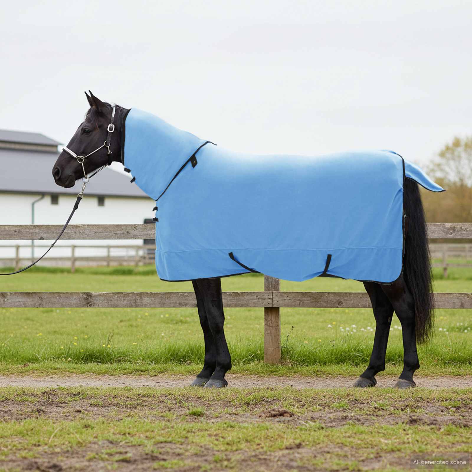 vidaXL Horse Blanket Full Aqua 125 cm Polyester Fleece 1