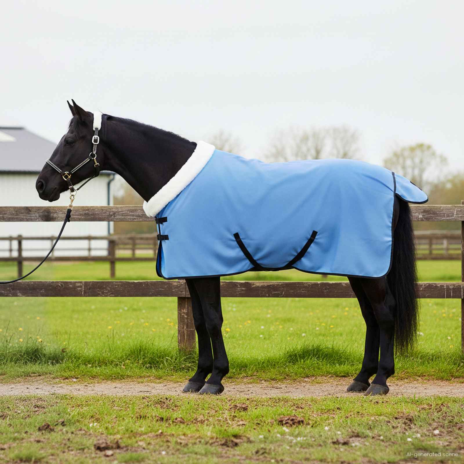 vidaXL Horse Blanket Full Aqua 95 cm Polar fleece 1