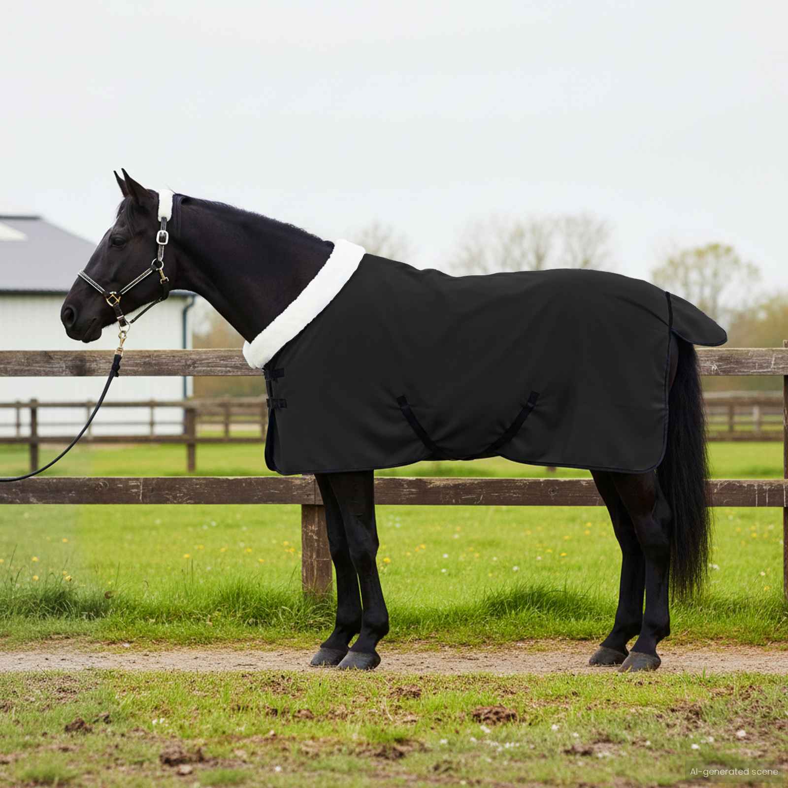 vidaXL Horse Blanket Black 105 cm Polar fleece 1