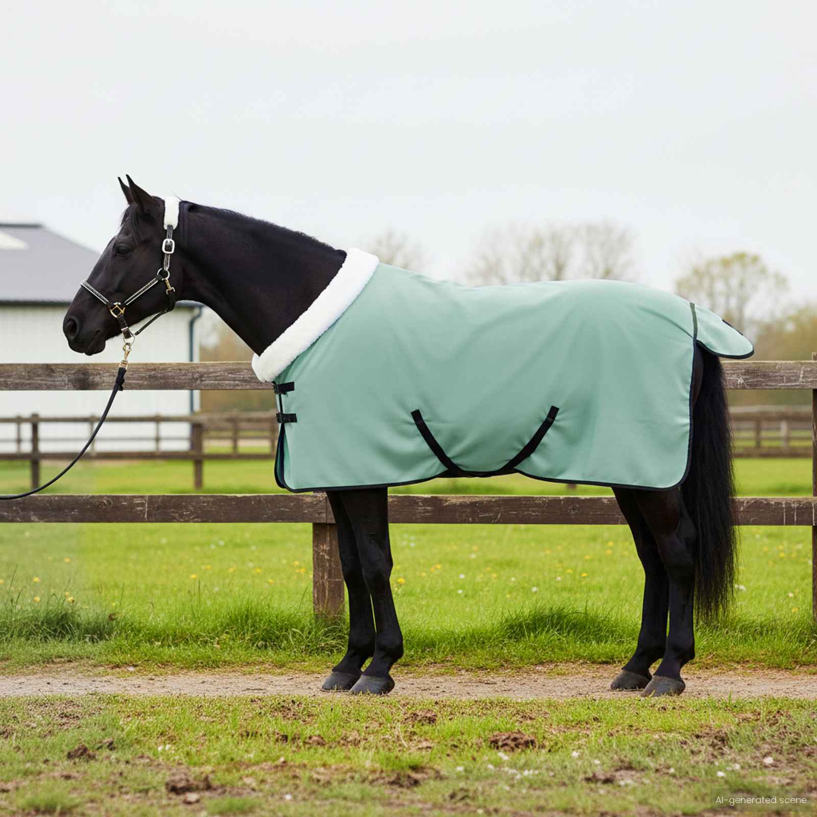 vidaXL Horse Blanket Special Green 95 cm Polar fleece 1