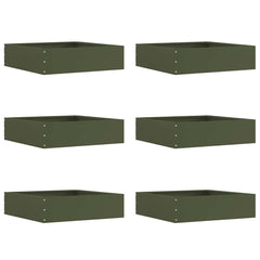 vidaXL Lawn Edging 6 pcs 50 x 50 x 13 cm Steel Olive Green 1