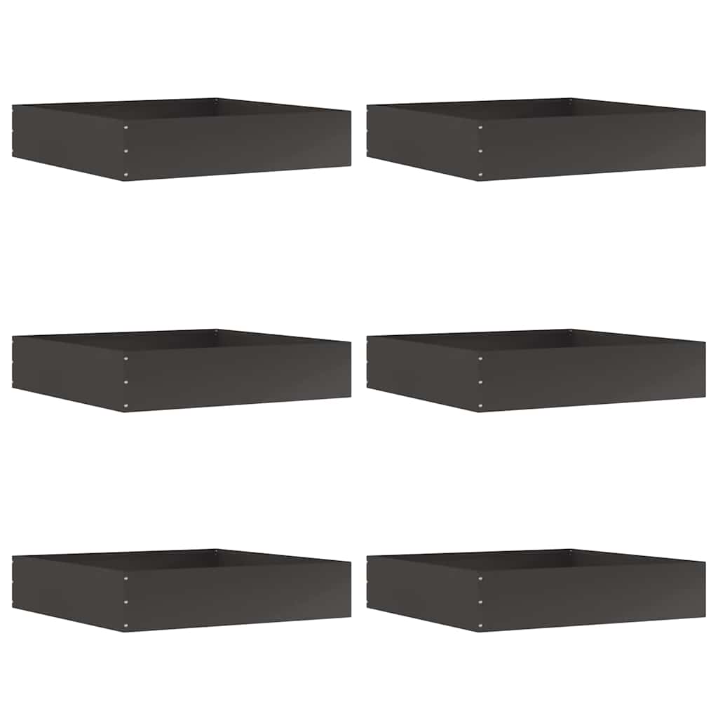 vidaXL Lawn Edging 6 pcs 60 x 60 x 13 cm Steel Black 2