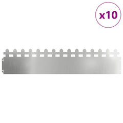 vidaXL Lawn Edgings 10 pcs 103 x 0.05 x 22 cm Galvanised Steel Silver 3