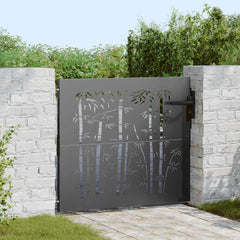 Garden Gate Corten Steel Bamboo Design Black 85 x 100 cm