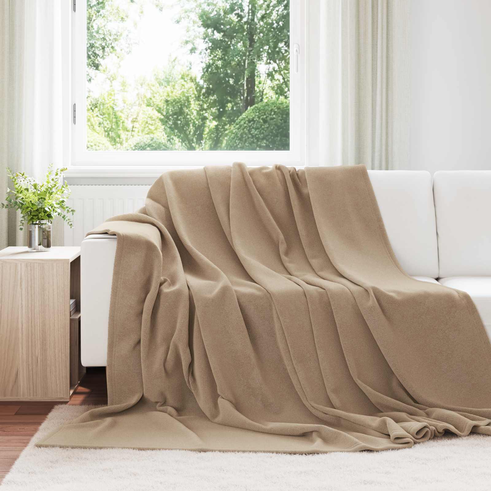 vidaXL Throw Blanket Camel 220 x 240 cm 1.37 kg Fleece 1