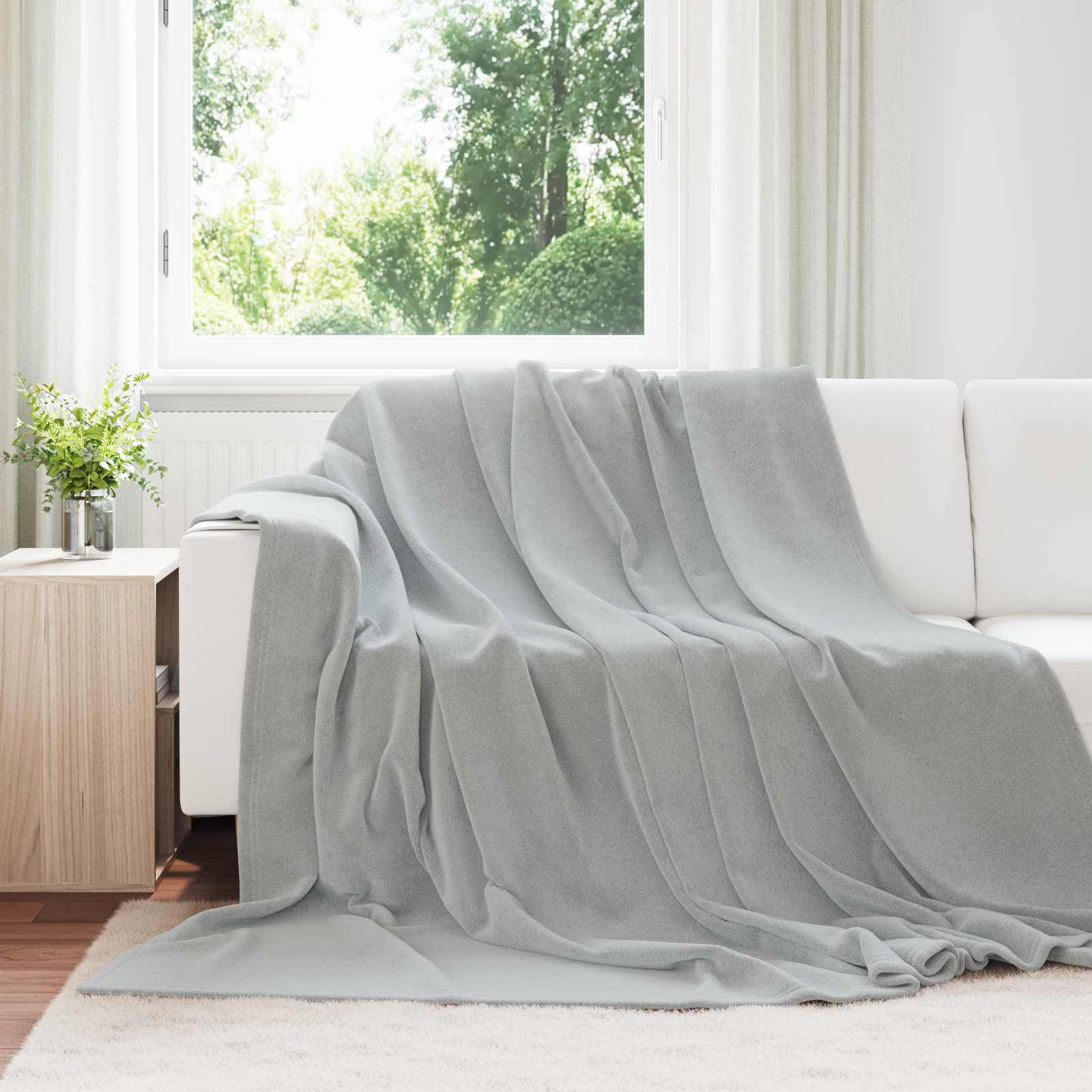 vidaXL Throw Blanket Grey 220 x 240 cm 1.37 kg Fleece 1