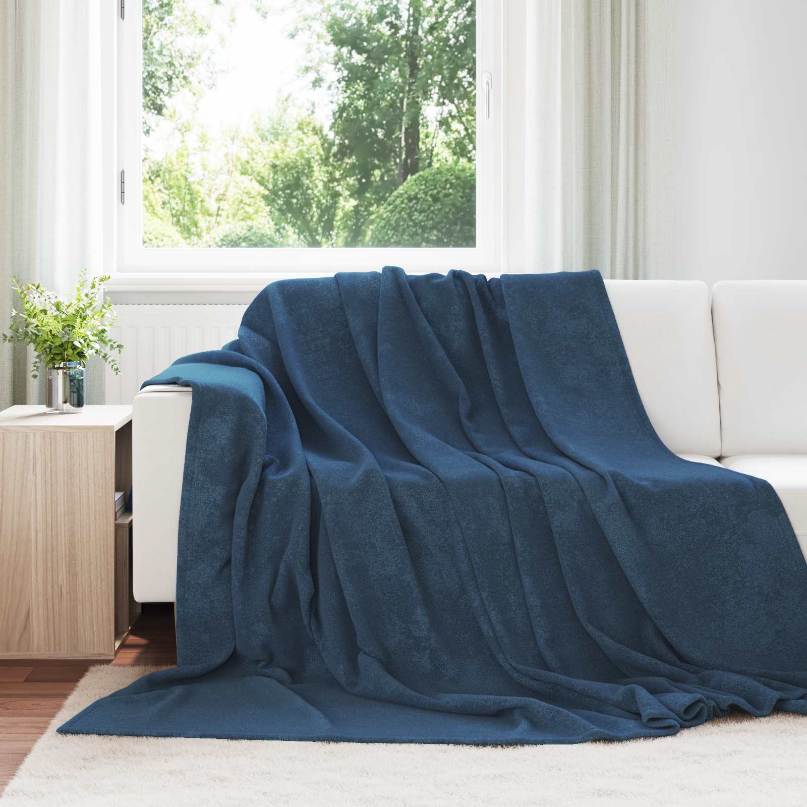 vidaXL Throw Blanket Navy Blue 220 x 240 cm 1.37 kg Fleece 1