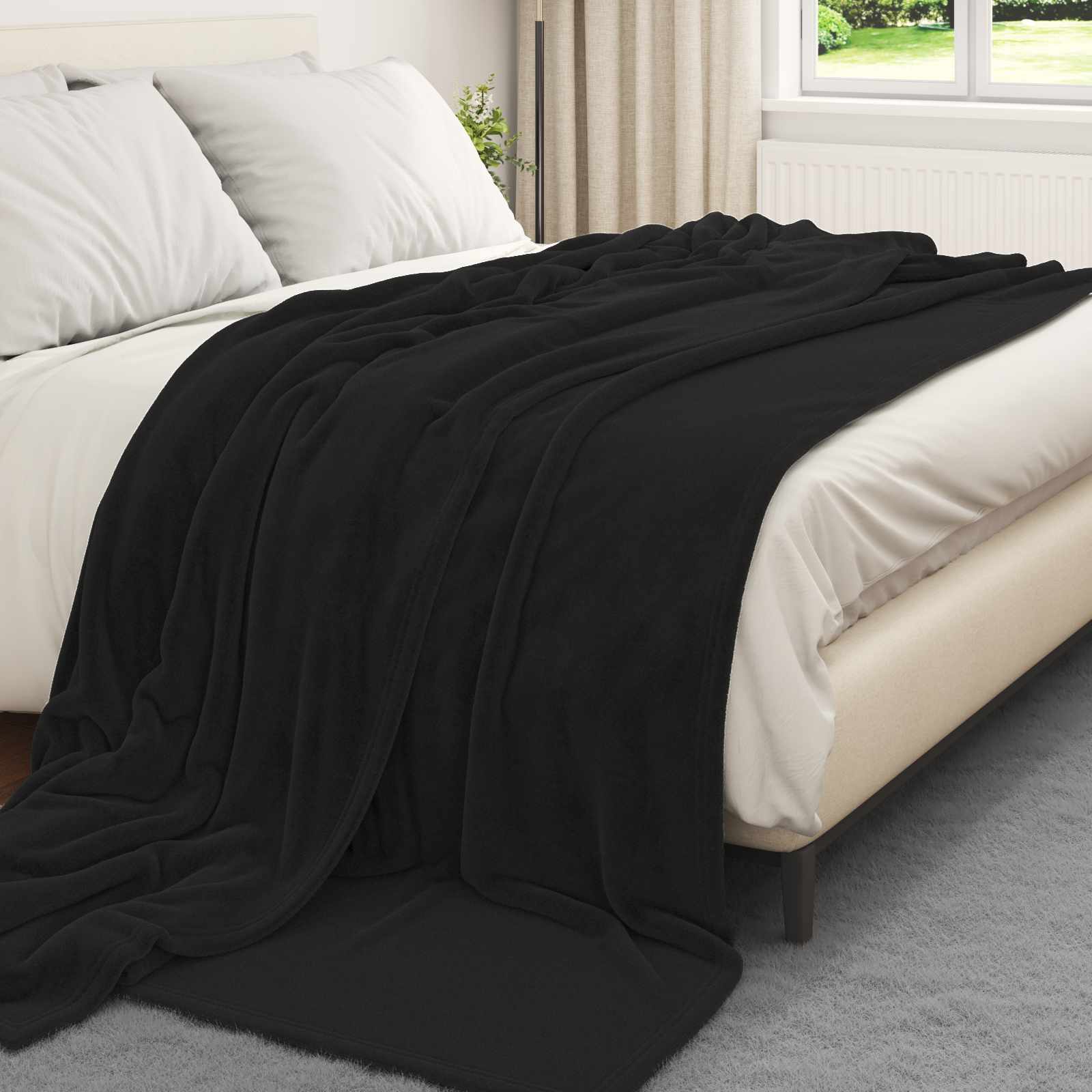vidaXL Throw Blanket Black 220 x 240 cm 1.37 kg Fleece 3