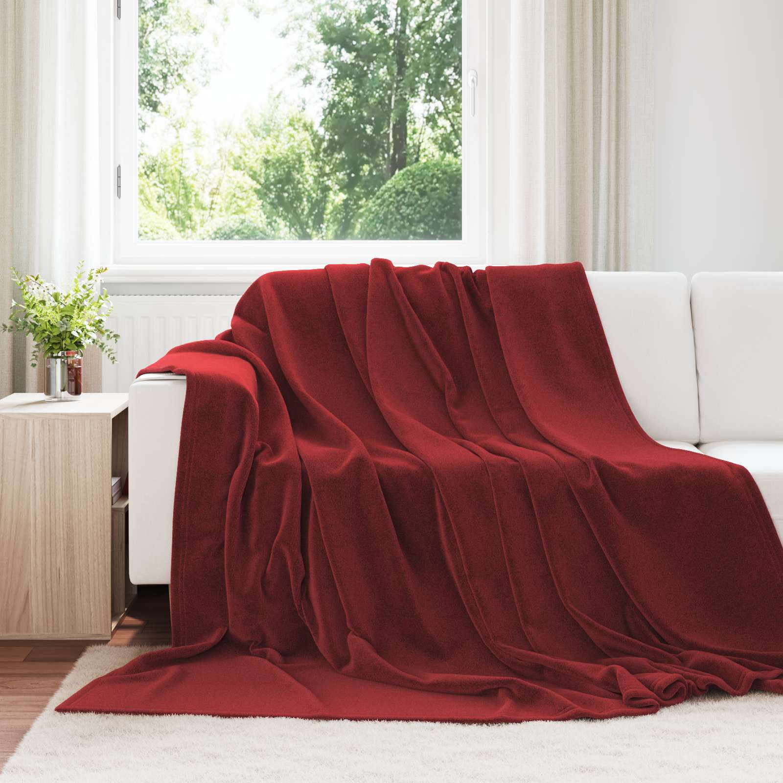 vidaXL Throw Blanket Bordeaux Red 220 x 240 cm 1.37 kg Fleece 1
