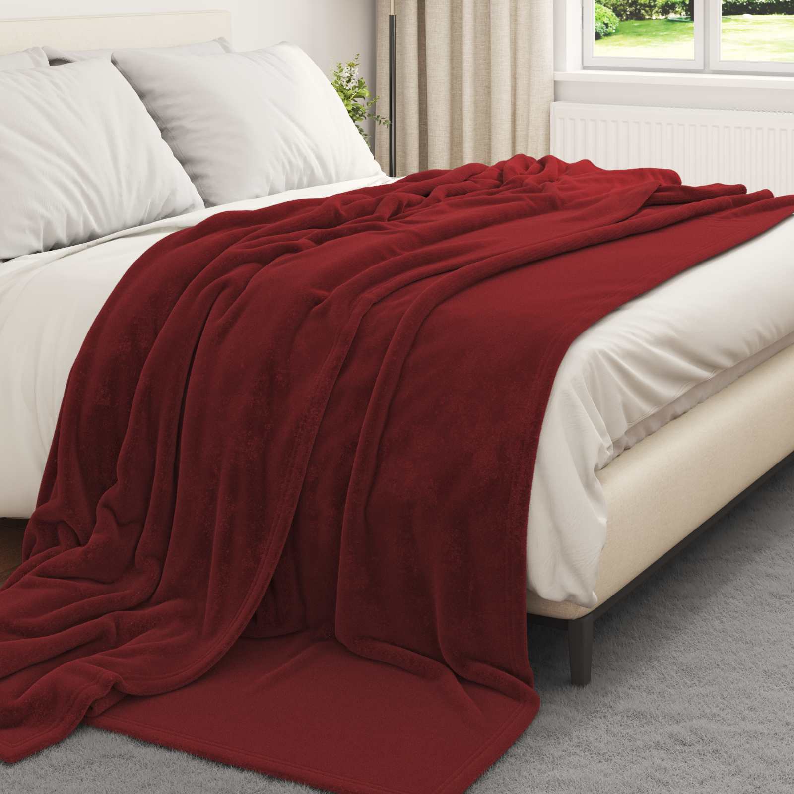 vidaXL Throw Blanket Bordeaux Red 220 x 240 cm 1.37 kg Fleece 3