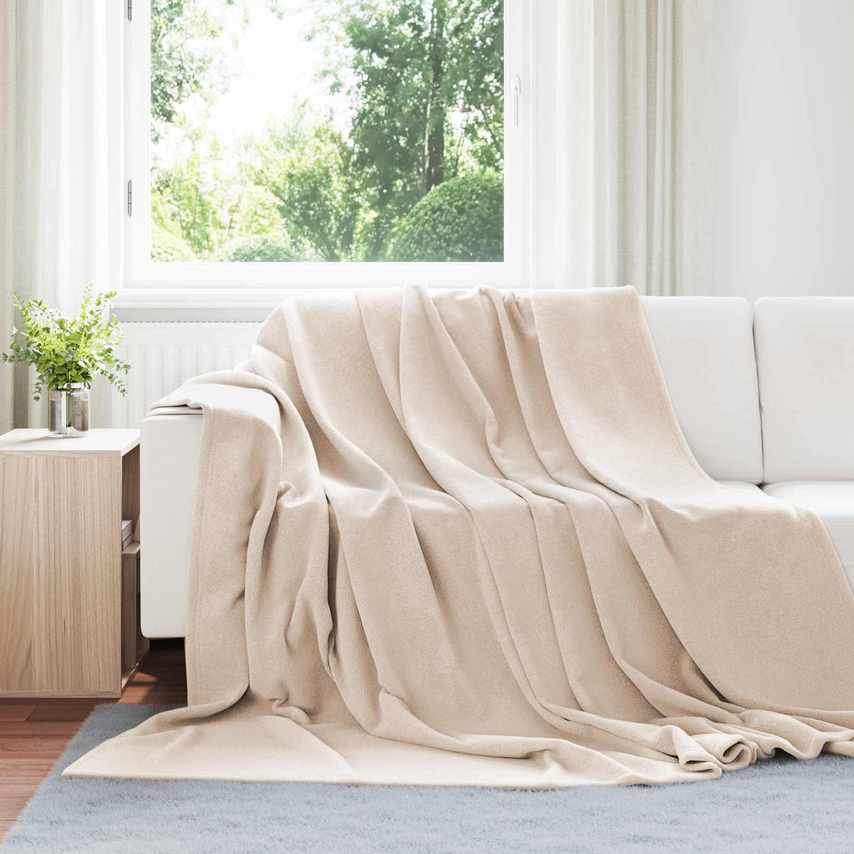 Throw Blankets 240 x 220 cm 8.24 kg Fleece 6 pcs Beige