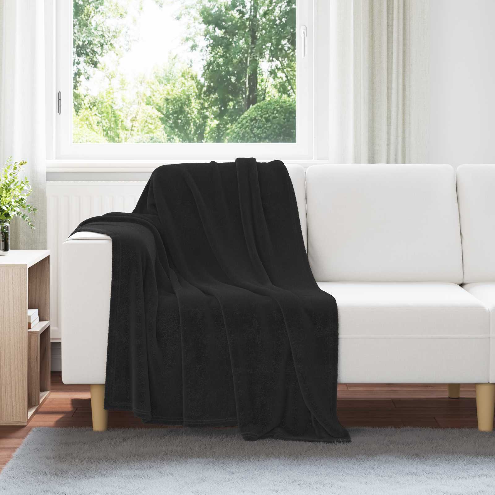 vidaXL Throw Blankets 6 pcs Black 130 x 150 cm 3.04 kg Fleece 1