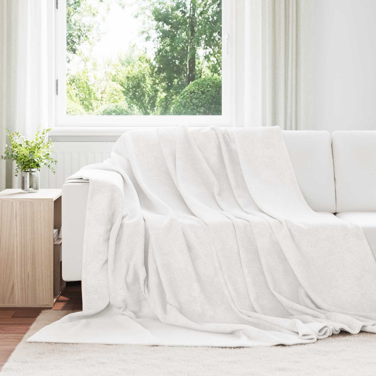 Throw Blankets 240 x 220 cm 8.24 kg Fleece 6 pcs White