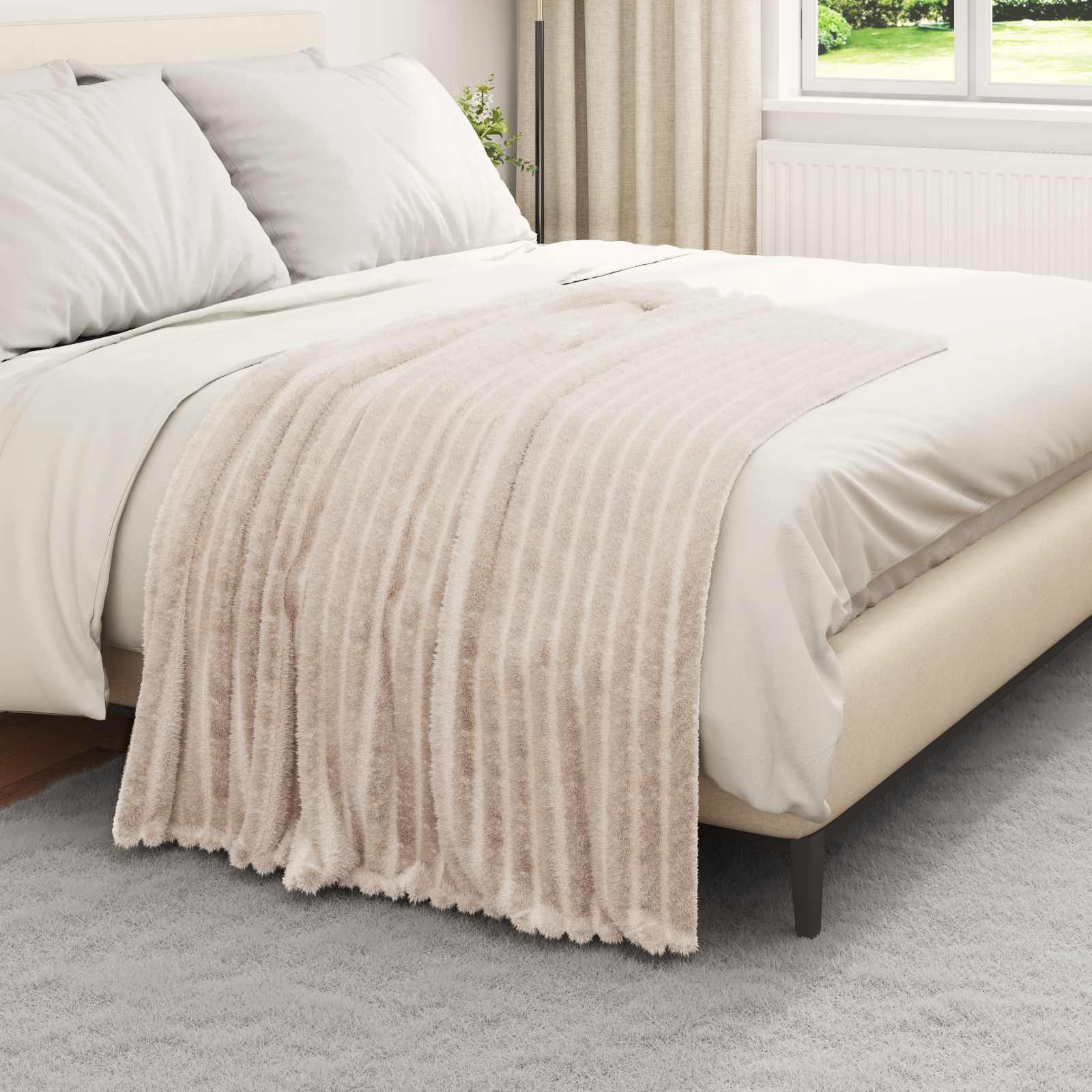 vidaXL Throw Blanket Beige 150 x 130 cm 0.45 kg Fleece 3